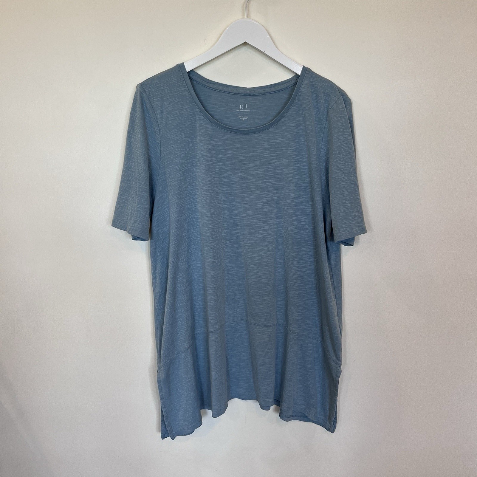 j. jill Midnight Blue Short-Sleeve 100% Cotton Pima Dipped Hem Tunic Womens Xl