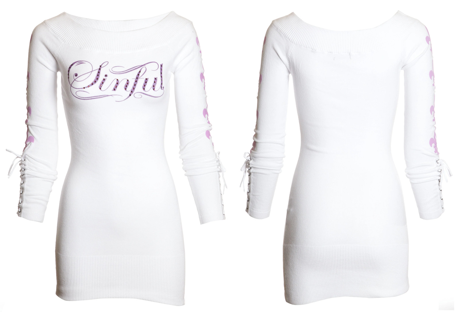 Sinful by Affliction Women’s Sweater Dress Electra Biker Tattoo