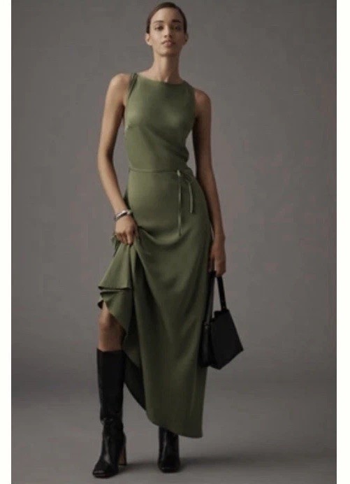 NWT Anthropologie WeWoreWhat Women’s Size 6 In Olive Green Maxi Slip Dress