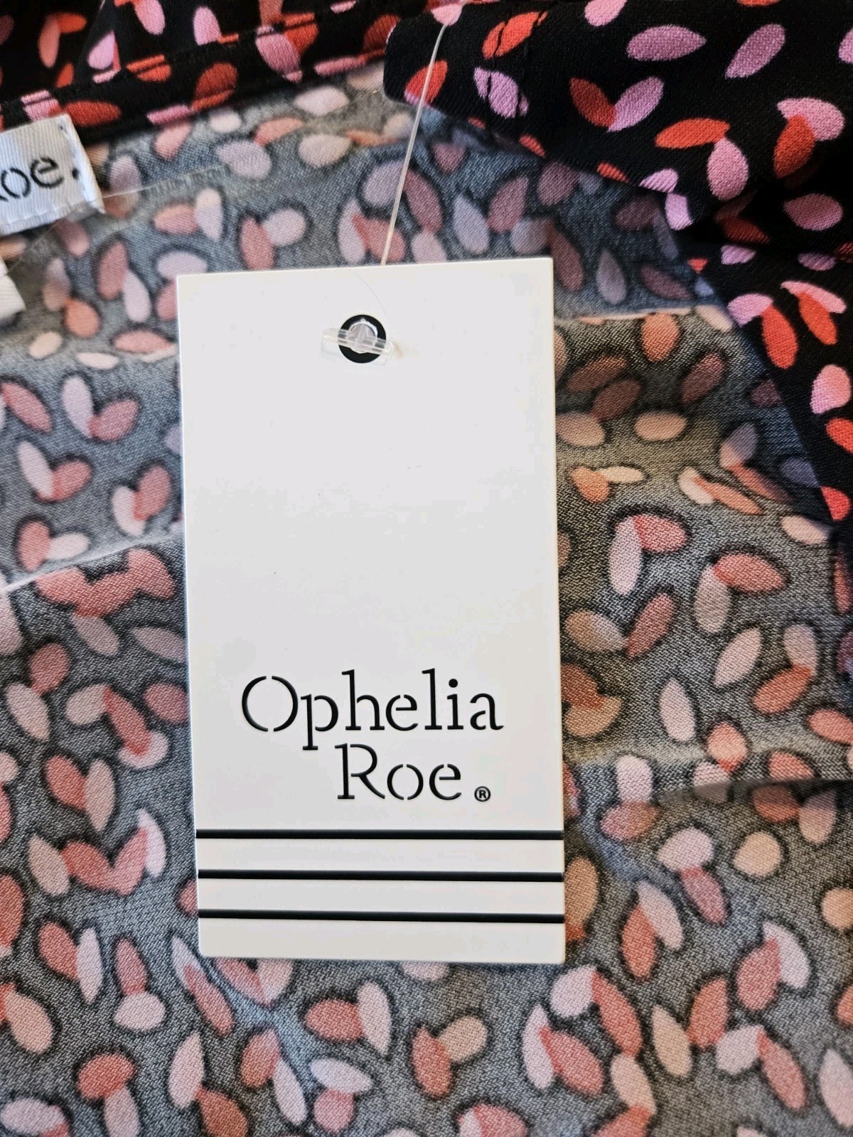 Ophelia Roe NWT Womens XL Blouse Black Red Stretch V-Neck Ruched Sleeves Peplum