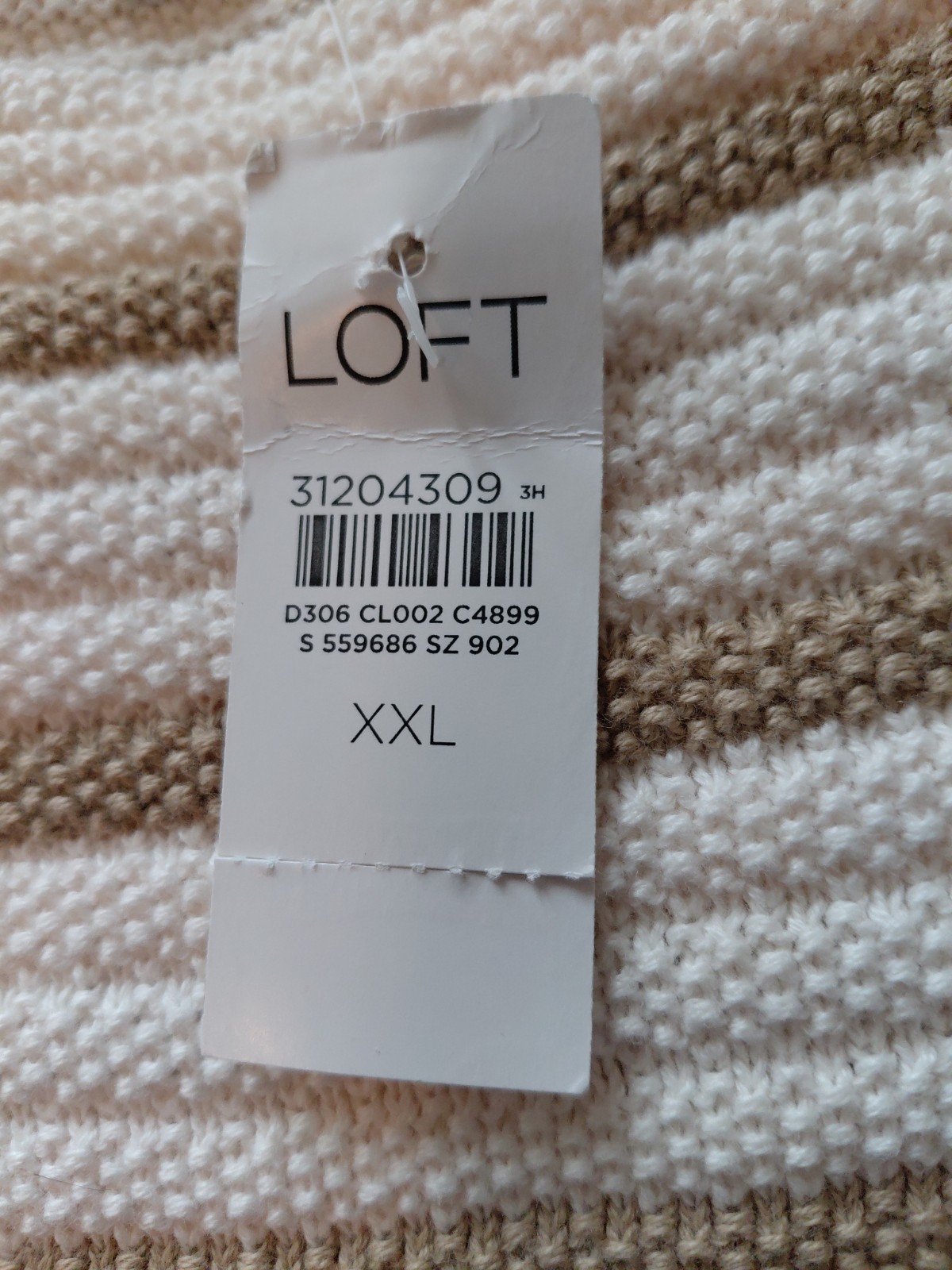 Loft Striped Ruffle Strap Sweater Tank Whisper White XXL NWT ORG $44.50 Boho