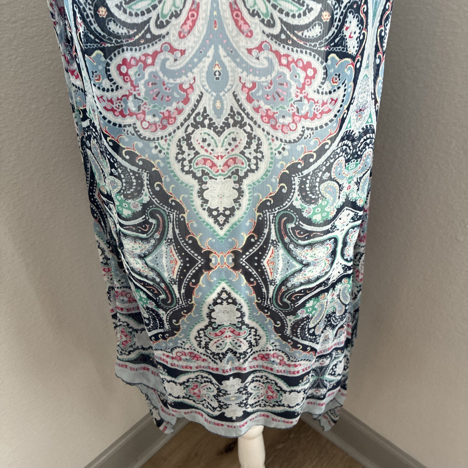 One Size Blue Paisley Kimono Coverup Open Front Boho Cottagecore Festival