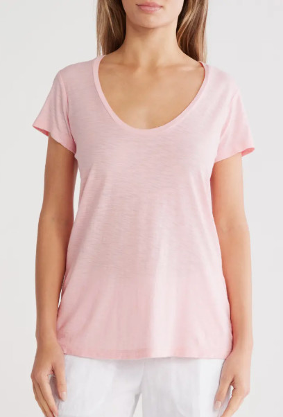 James Perse Deep V-Neck T-Shirt Peony Size 0(XS),1(S),2(M),3(L),4(XL) NWT $105