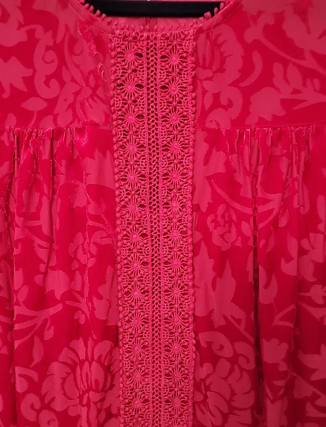 John Paul Richard Tunic M Burnout Red Velvet Bell Sleeve Vamp Witchy Whimsigoth