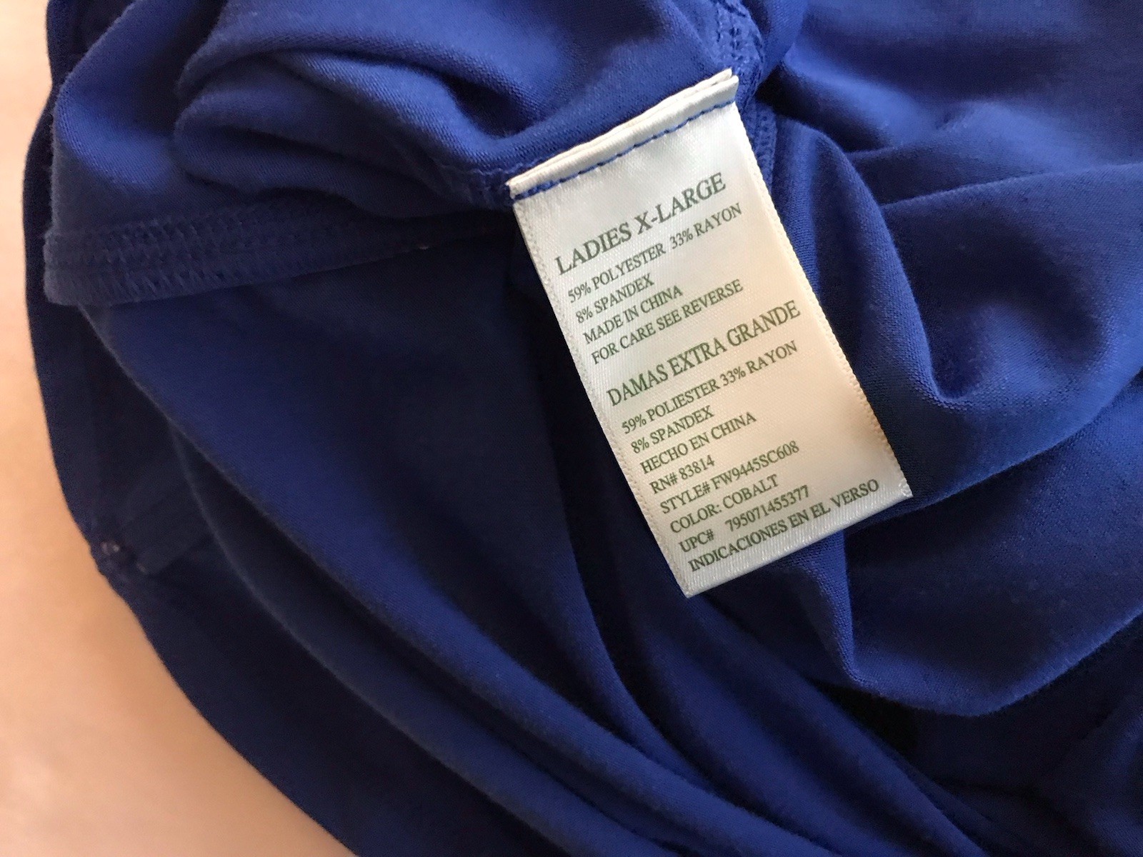 NEW TANGERINE Women’s Blue Casual Top Exercise Running T-Shirt Size XL Stretch