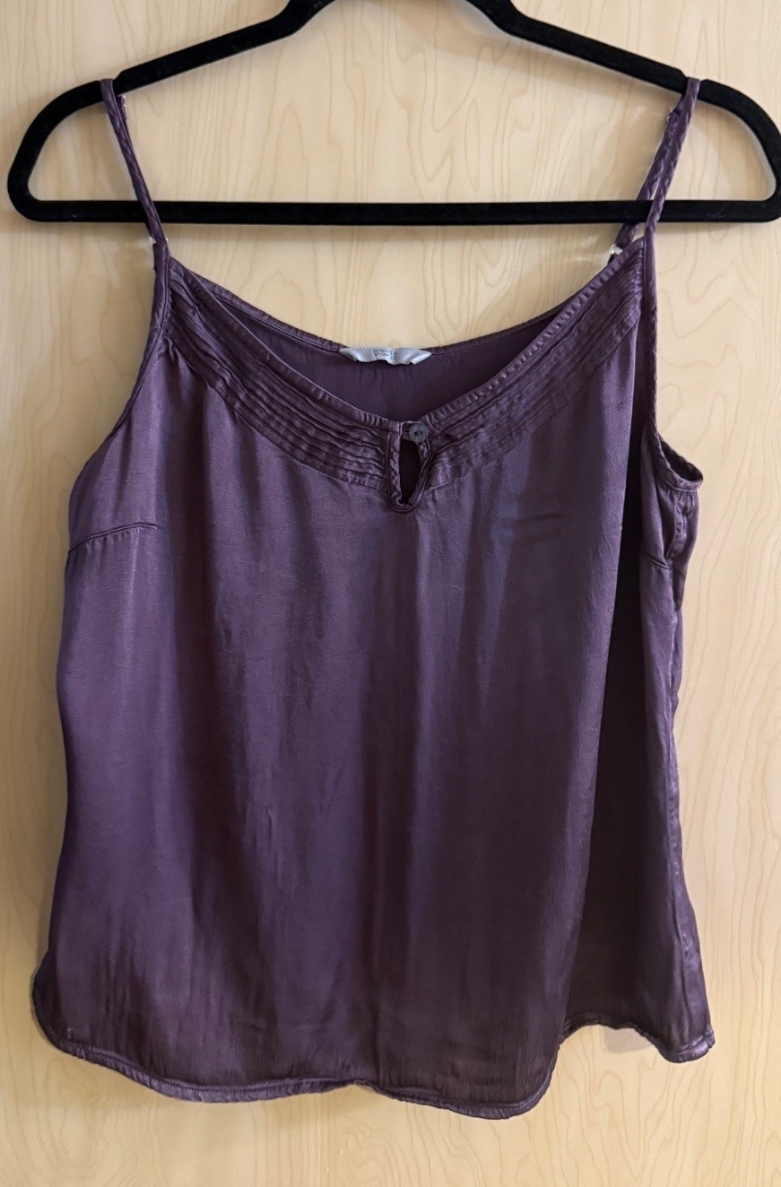 dark plum purple satin cami V neck medium