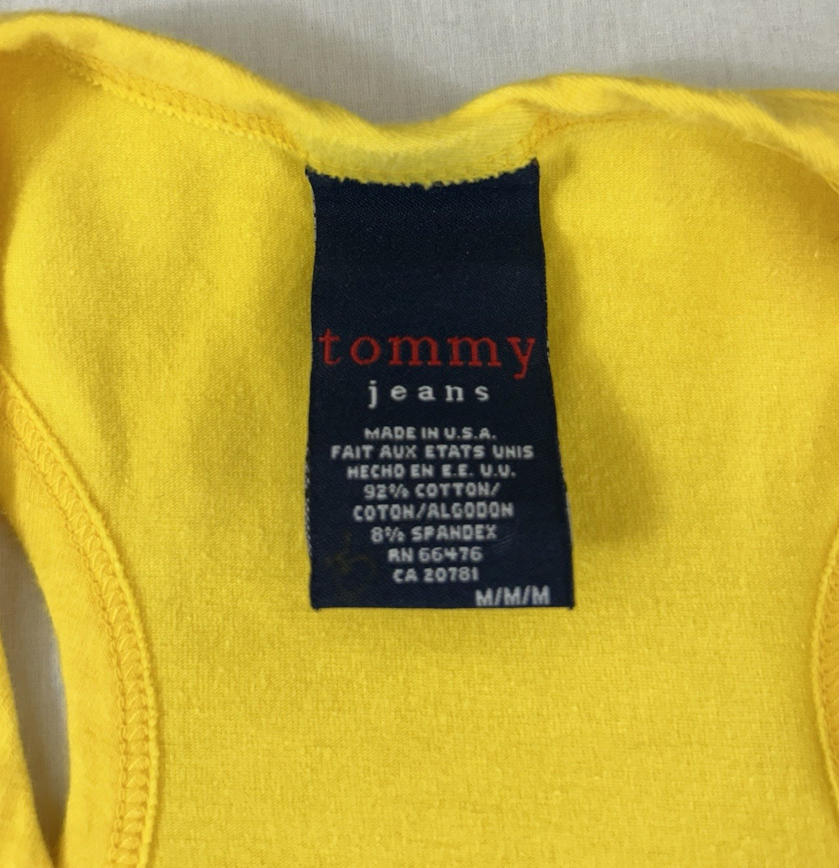 Vintage Tommy Jeans Emo Dopamine Yellow Tank with Crossover Back Sz M