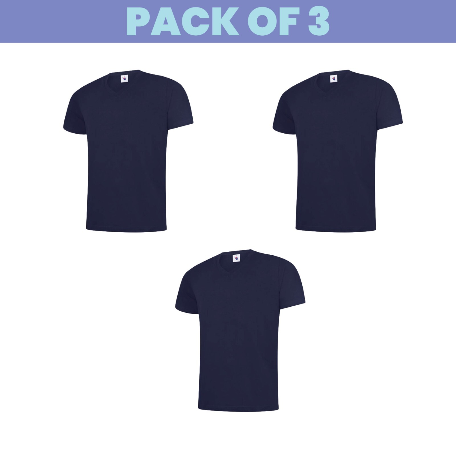 Packs of 5 & 3 Classic V Neck T-shirt Plain Short Sleeve Workwear Unisex UC317