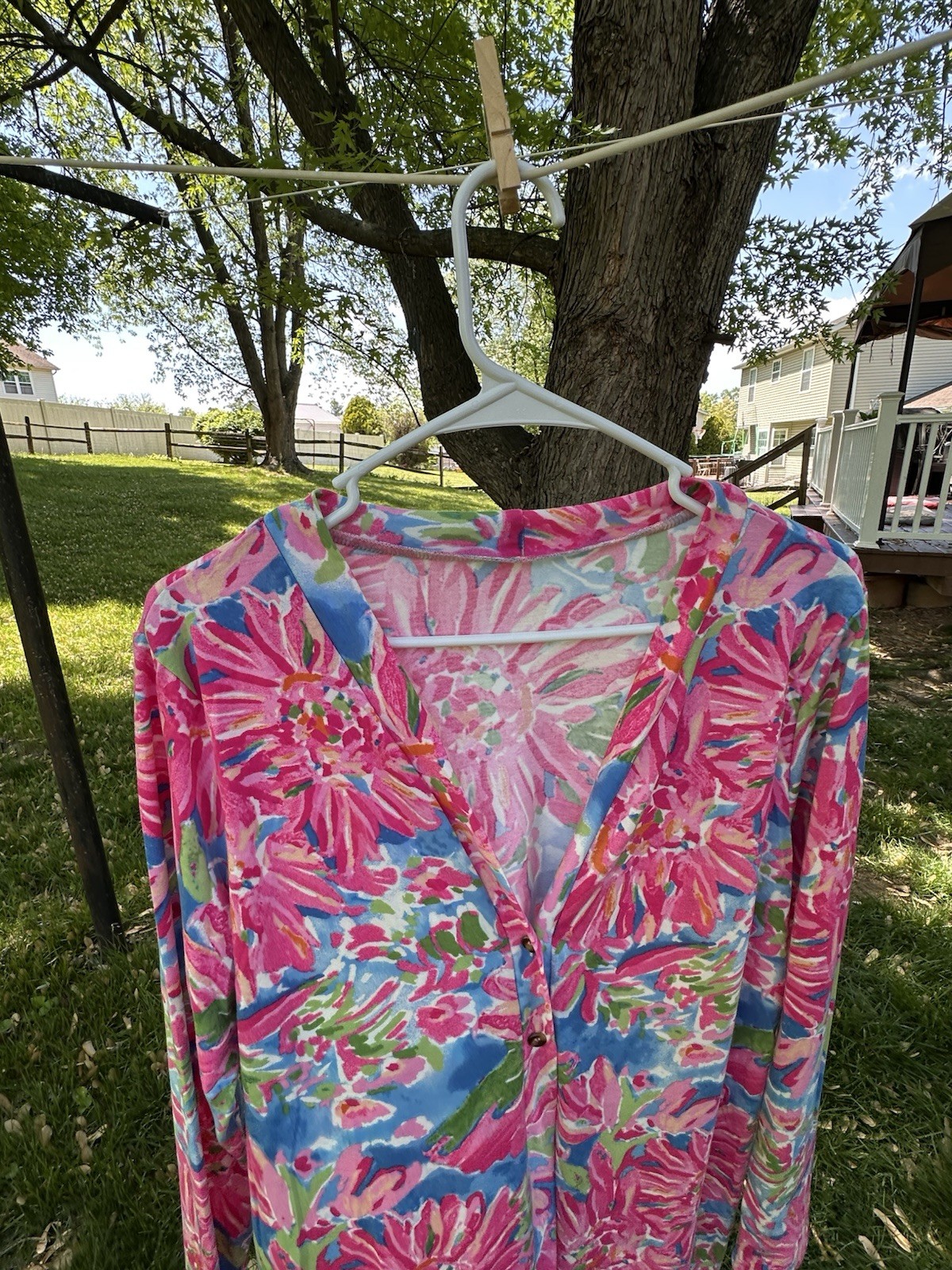 Women’s Floral Tunic Jacket/Top Multi Color, Button Down,Size Medium,
