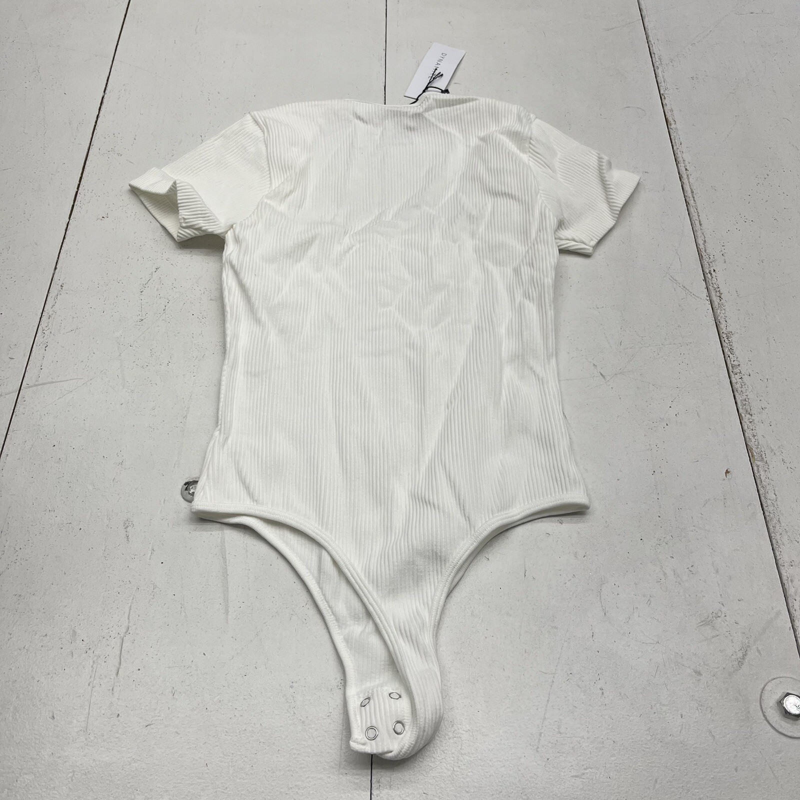 Dynamite White Seamless Short Sleeve Square Neck Bodysuit Womens Size Small NEW