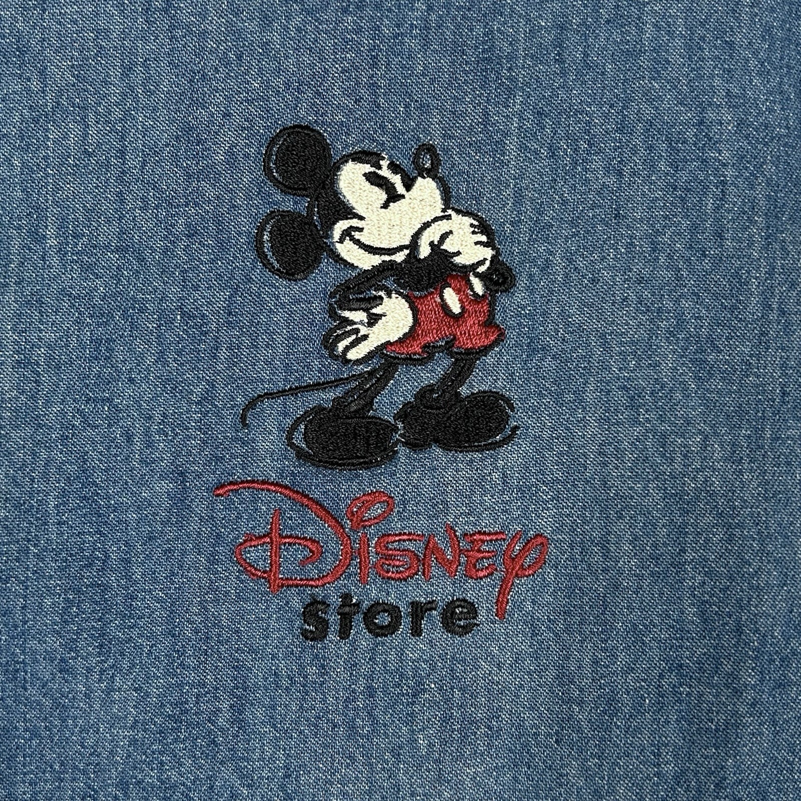 Vintage Disney Store Denim Shirt Cintas Employee Uniform Medium Mickey Mouse 90s