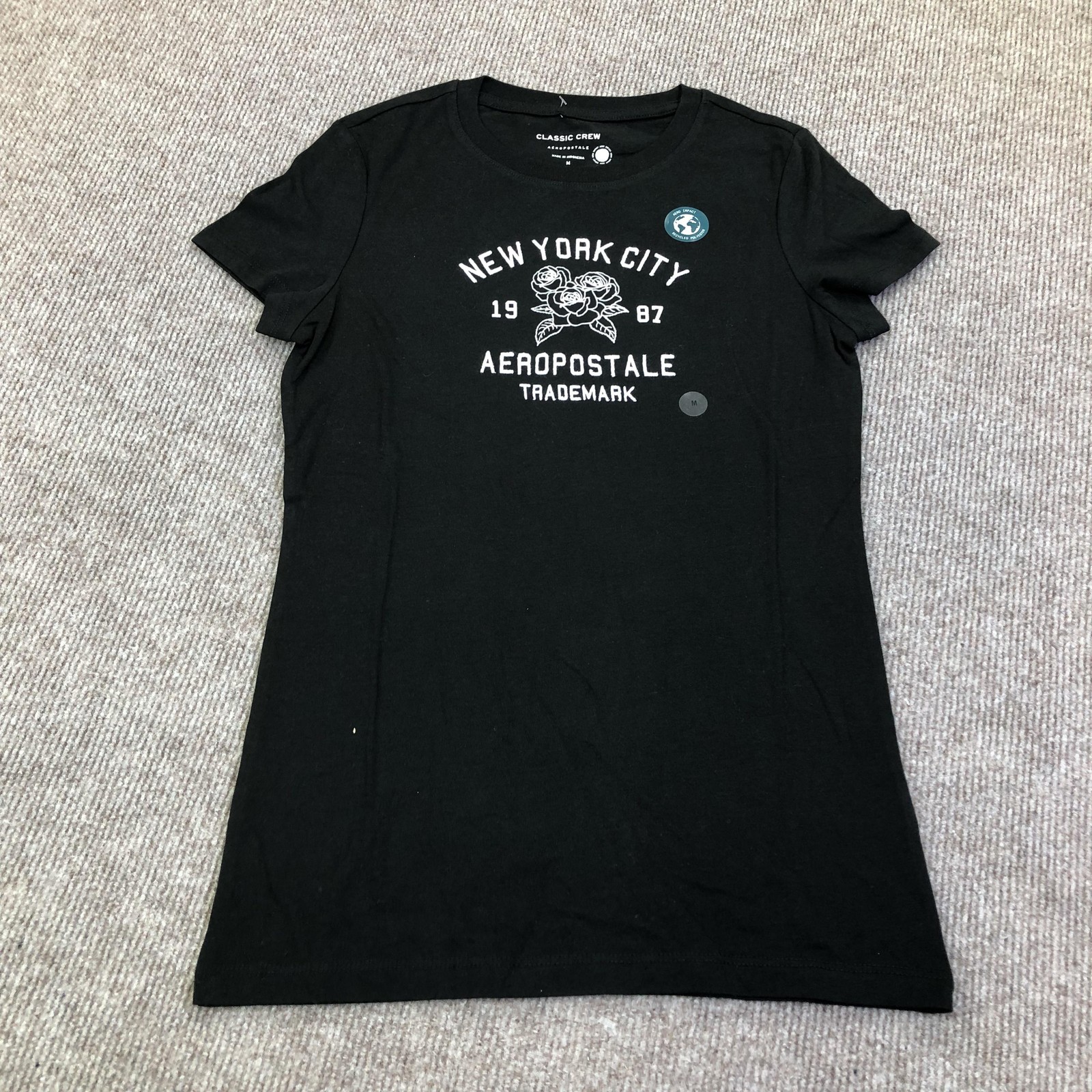 Aeropostale Shirt Teens Medium Black New York City Graphic Classic Crew Tee Top