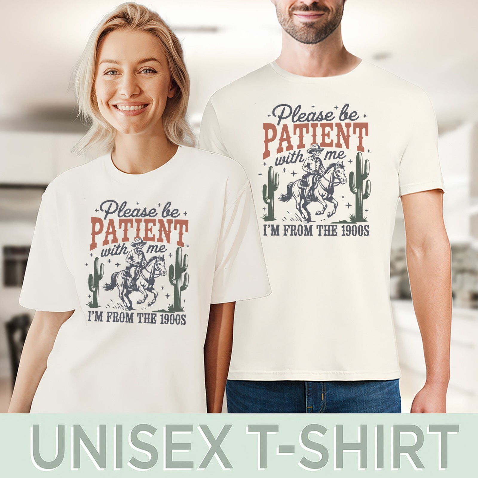 1900s Cowboy Horse Cactus Funny Graphic Tee