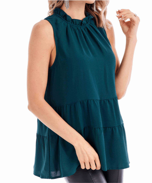 Mud Pie Women’s Taye Flounce Green Shirt Size Small (4-6) NEW