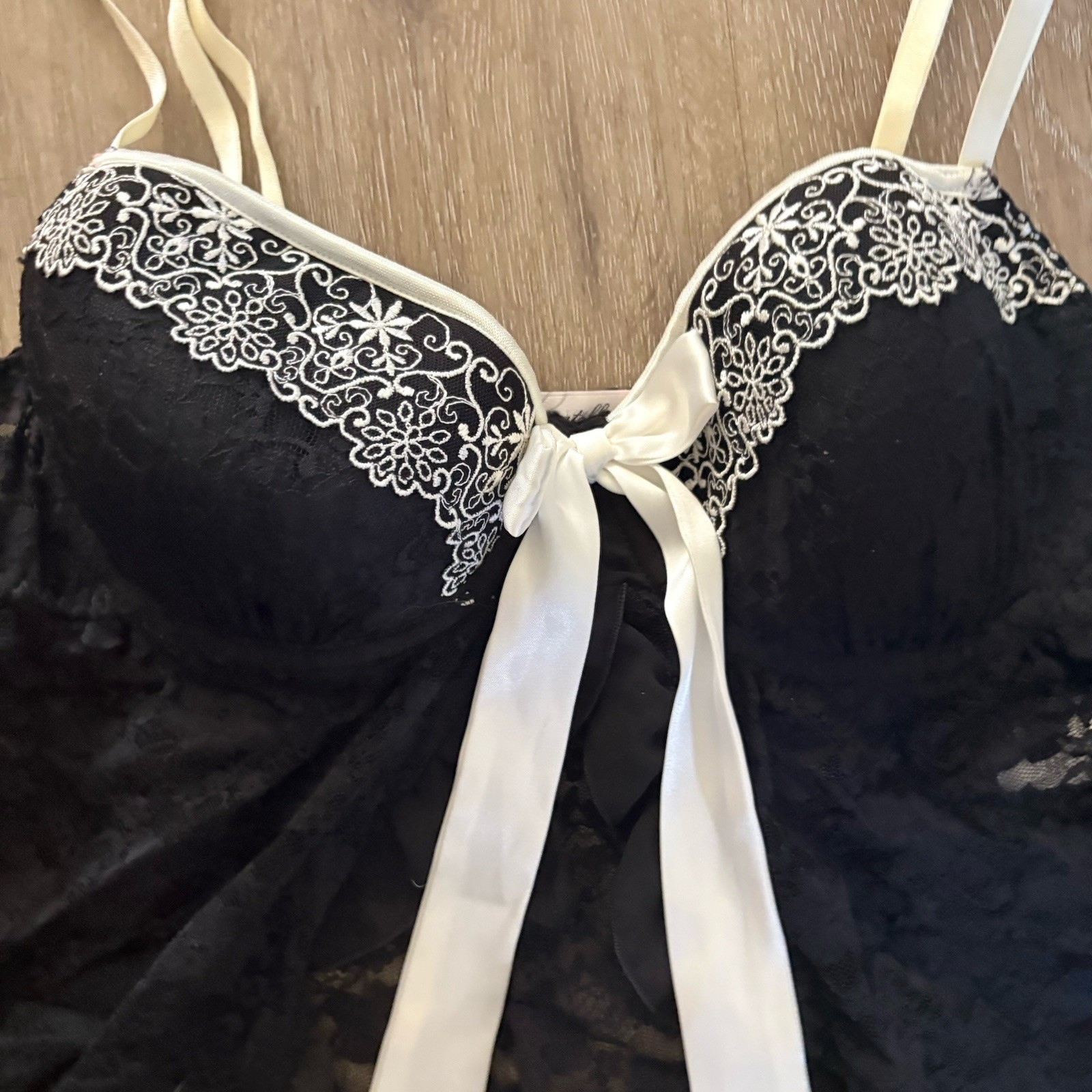 Vintage Linea Donatella Black Lace babydoll top