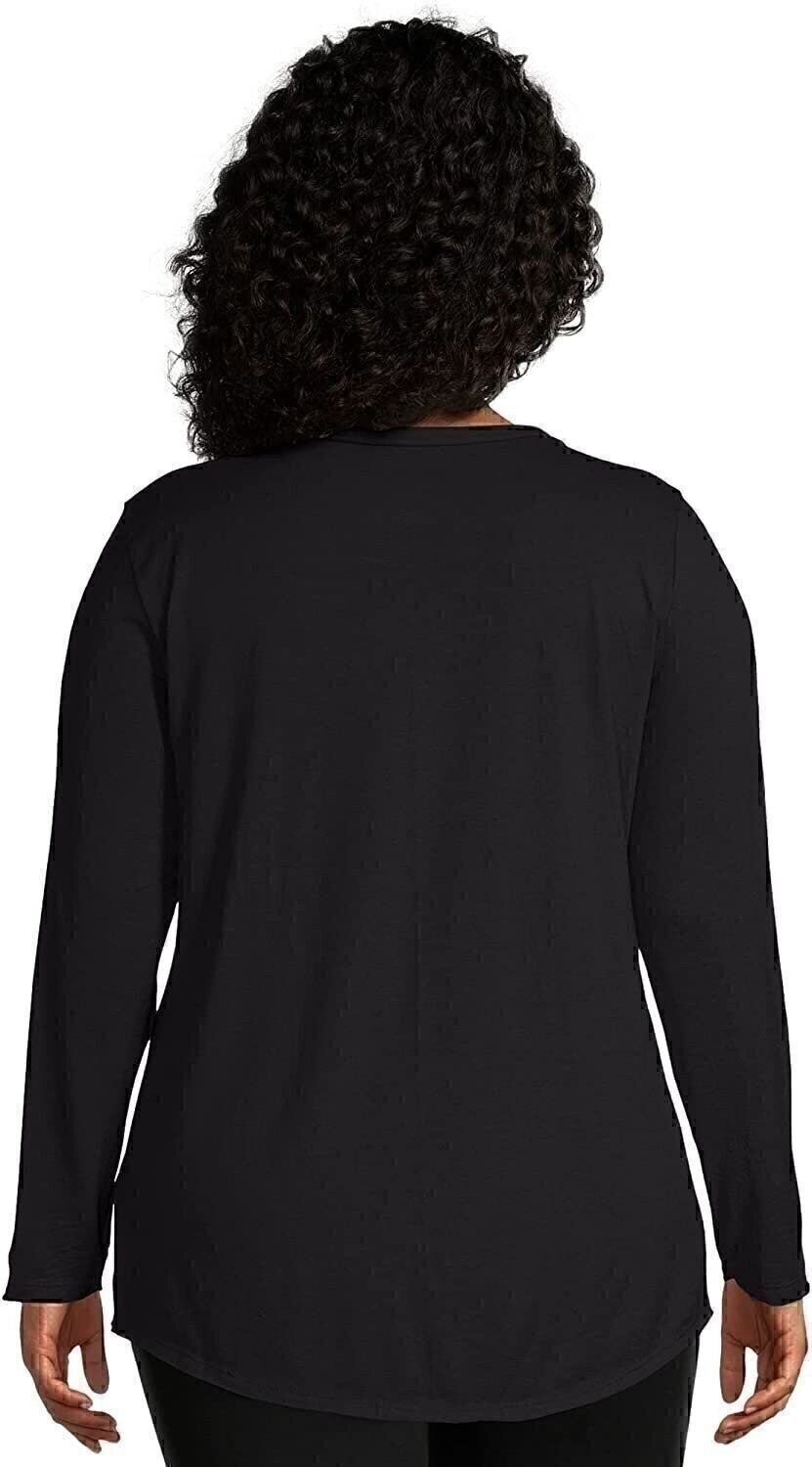 JUST MY SIZE Women’s Plus Size Split Neck Long Sleeve Tee