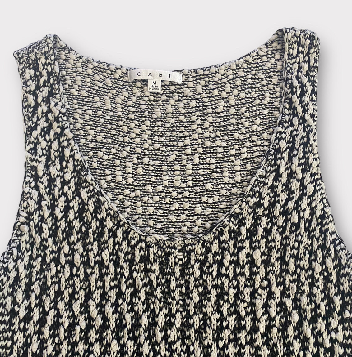 CAbi Women’s Sweater Tank Medium Tape Yarn Sleeveless 100% Cotton Top