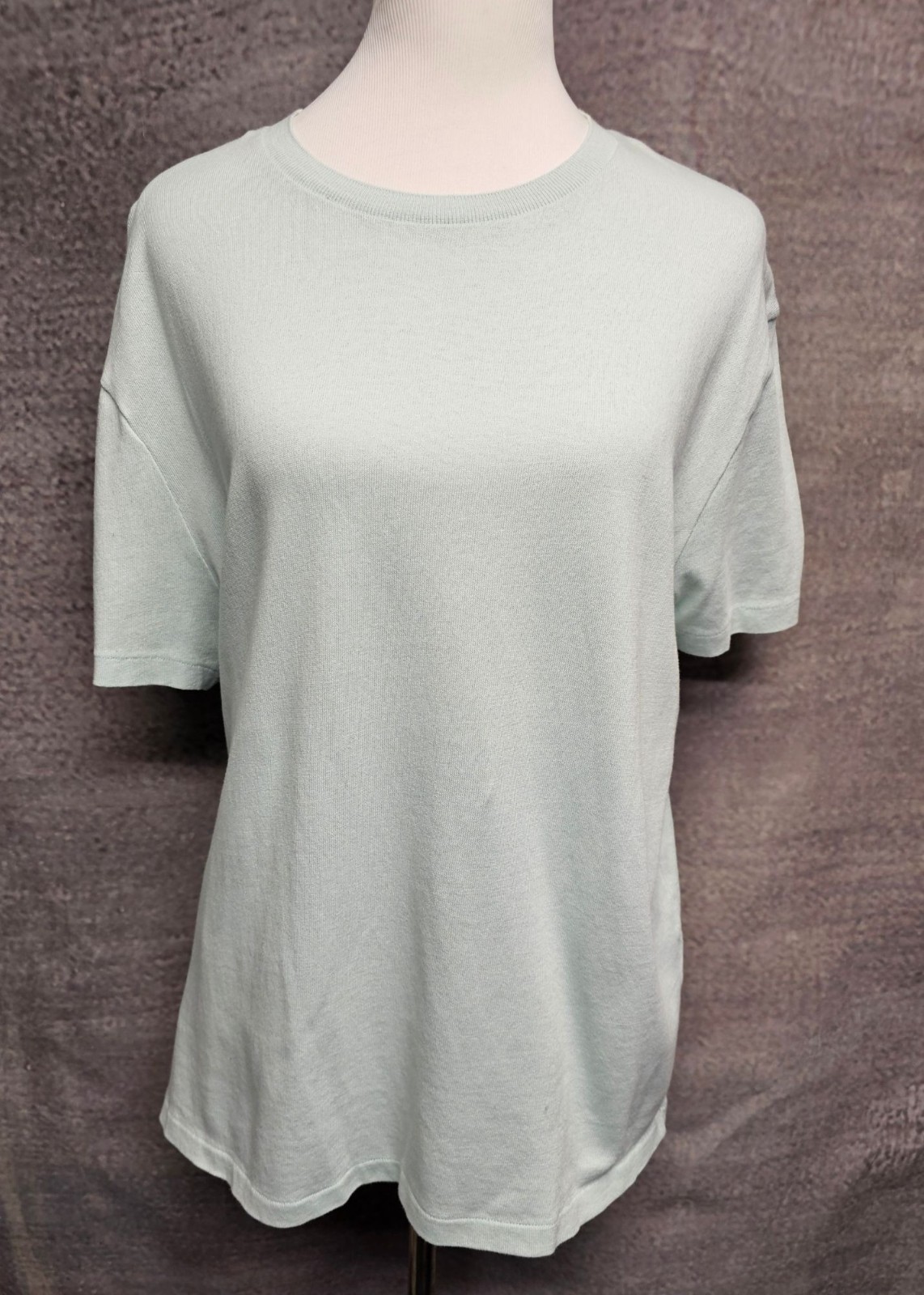 ZARA XL MINT PALE GREEN BLUE KNIT SHORT SLEEVE TEE TOP