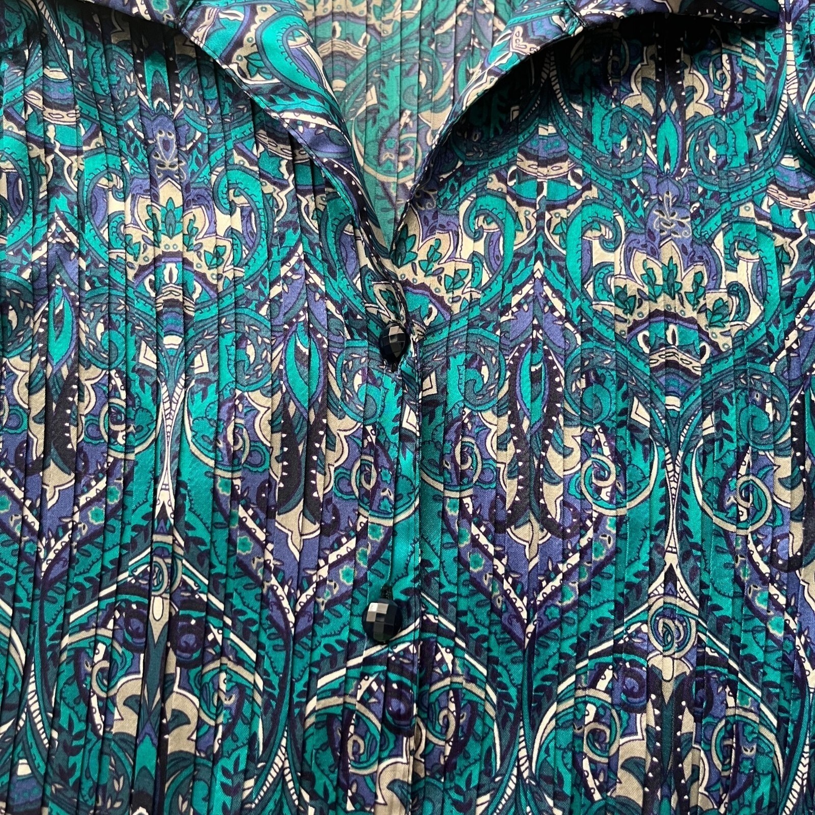 Jaclyn Smith Top Womens Small Blue Paisley Fairy Whimsical Y2K Artsy Victorian