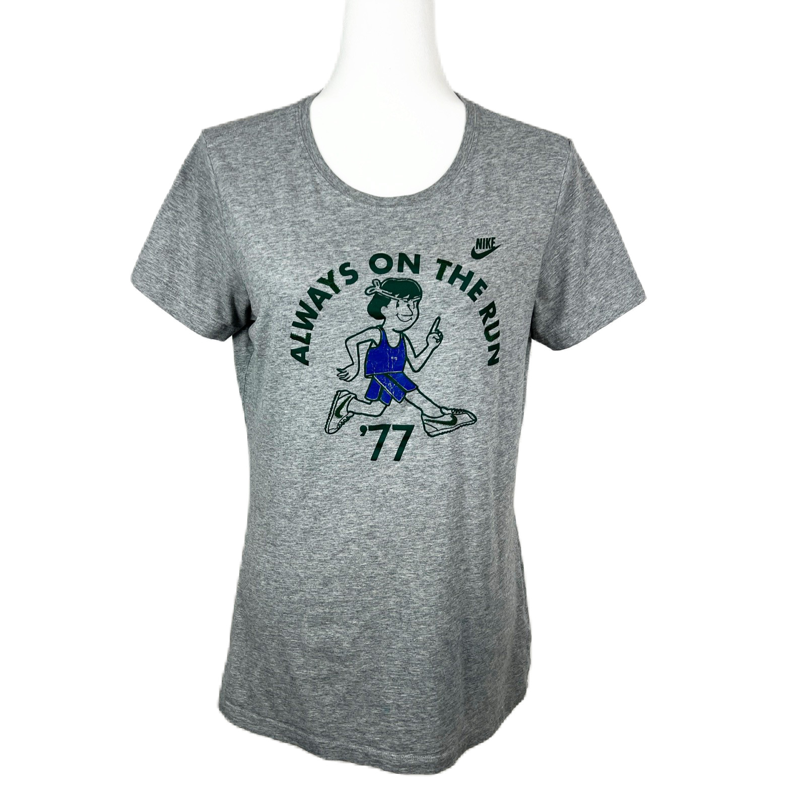 Nike Shirt Women Extra Large Grey Slim Fit Rare Always On The Run ’77 Active Tee