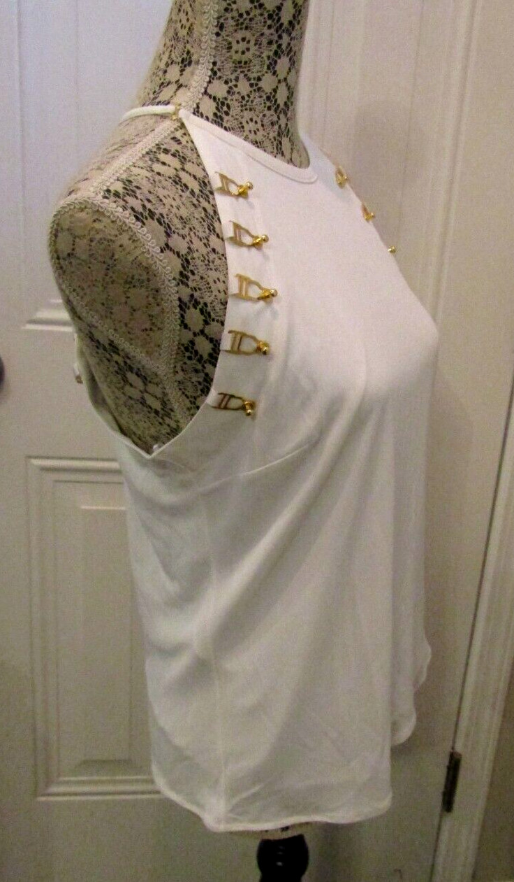 Murmur Reserve Blouse NWOT White Gold Hardware Designer Retail $249 Size 42 US L