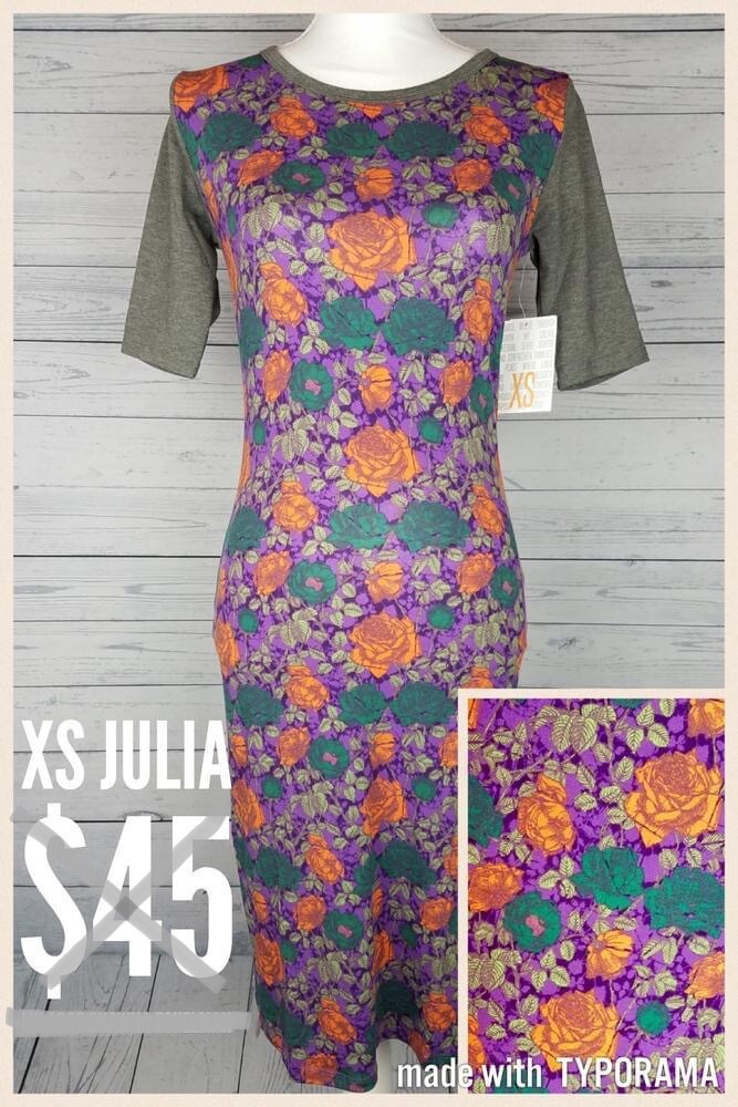 New! LuLaRoe XS (X-Small) Multi-Colored Floral Julia Dress BNWT Vintage 1.0