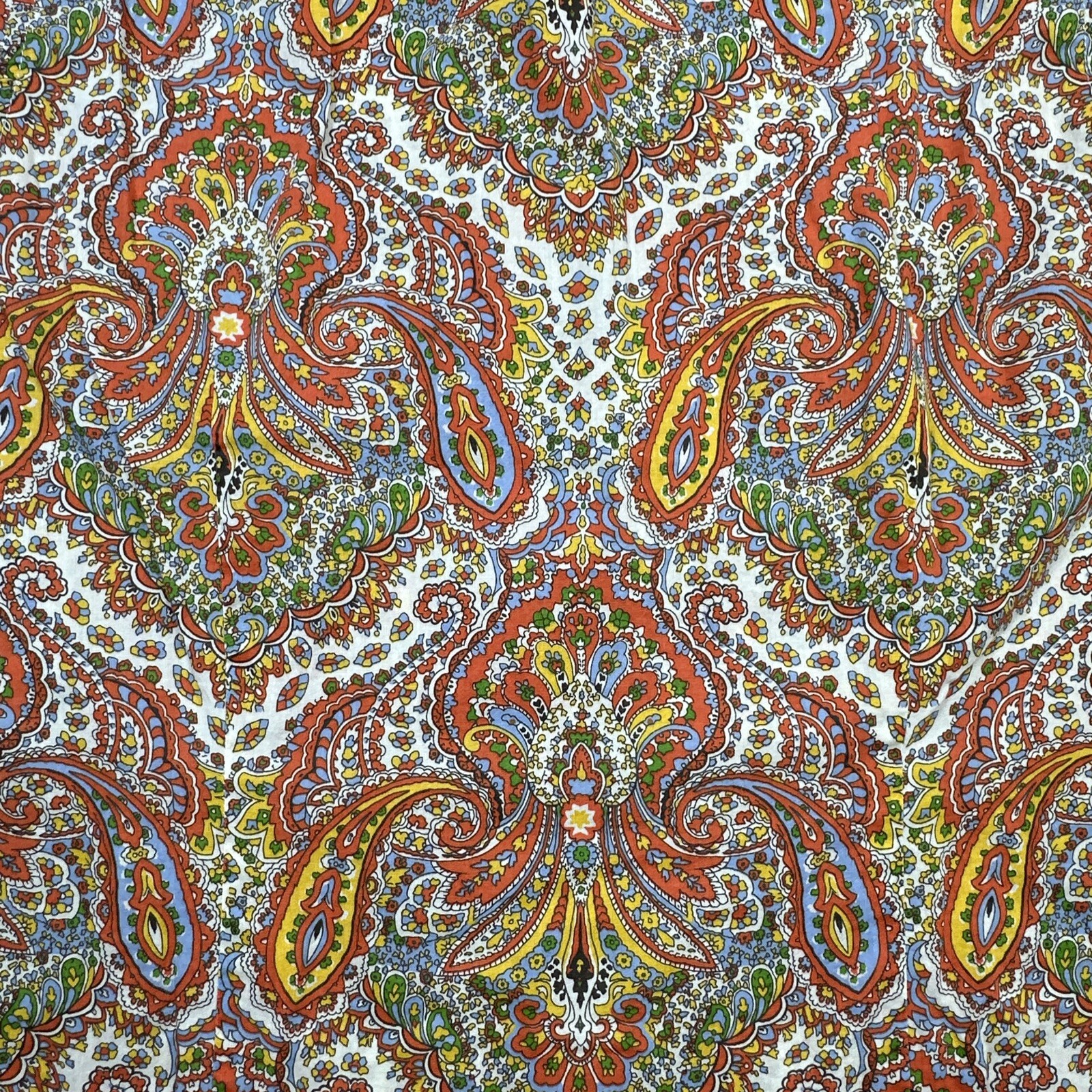 Talbots Top 10P Orange Paisley Roll Tab Flip Cuff Versatile Layer Everyday Wear