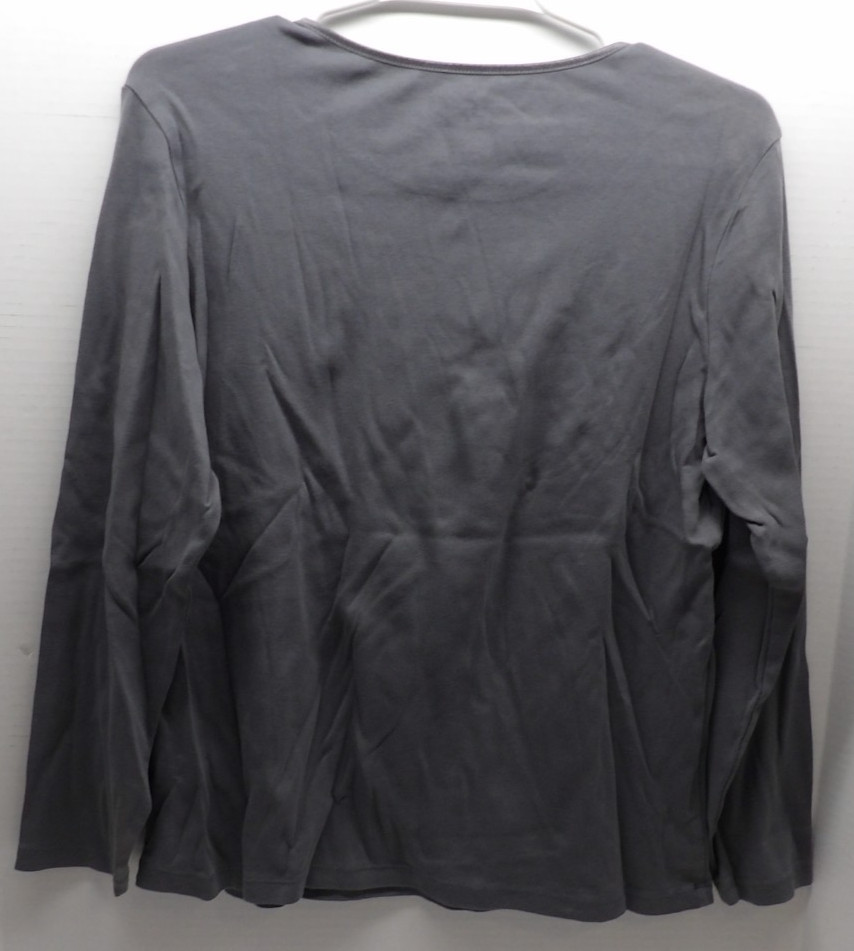 CJ Banks Solid Dark Gray Round Neck LS Layer your look Tee Women’s Size X
