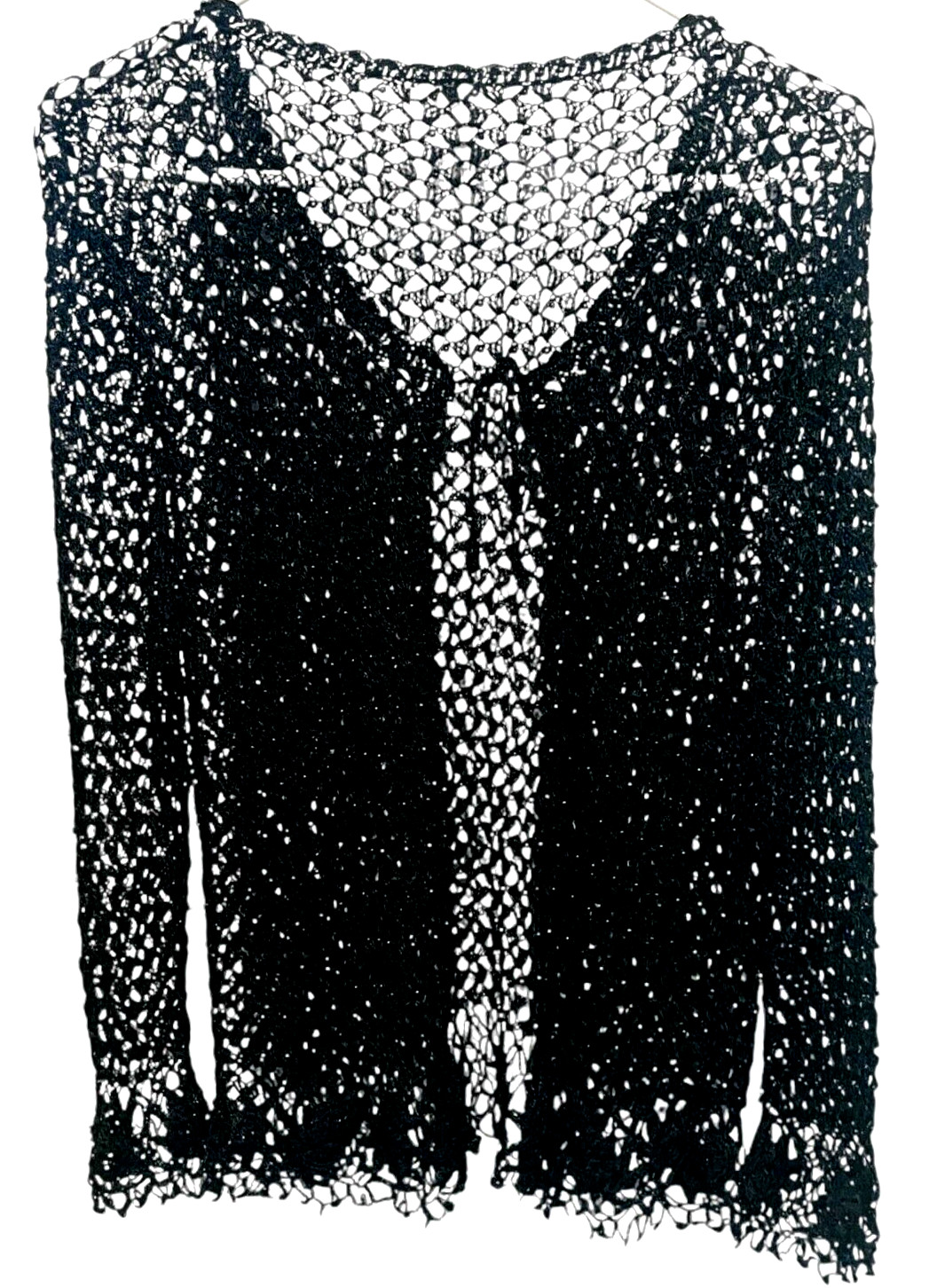Lacy Crotchet – Women’s Large – Black 100% Rayon Cover Top – Tie Closure