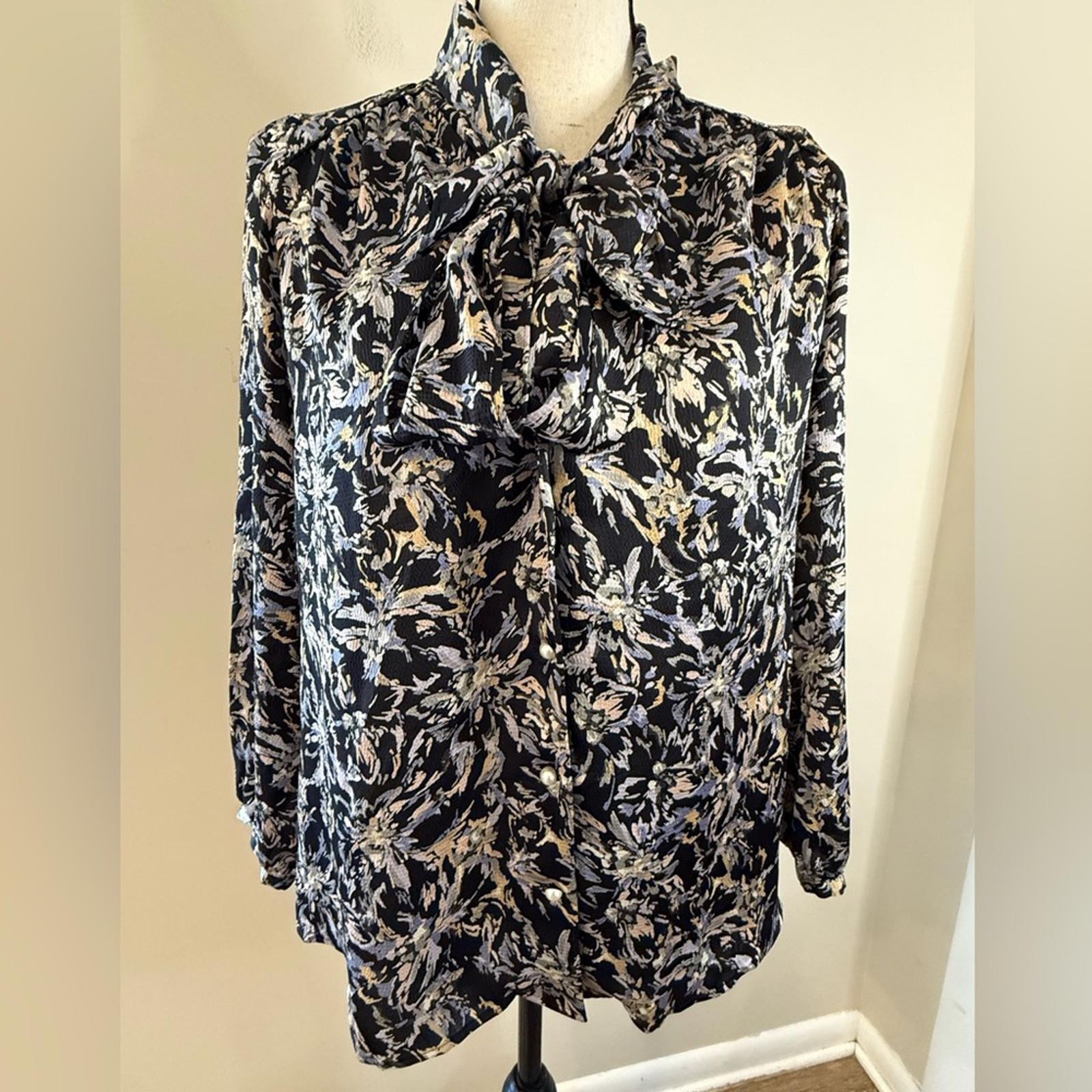 Rope dressy floral bow top black blue pink tan SZ M