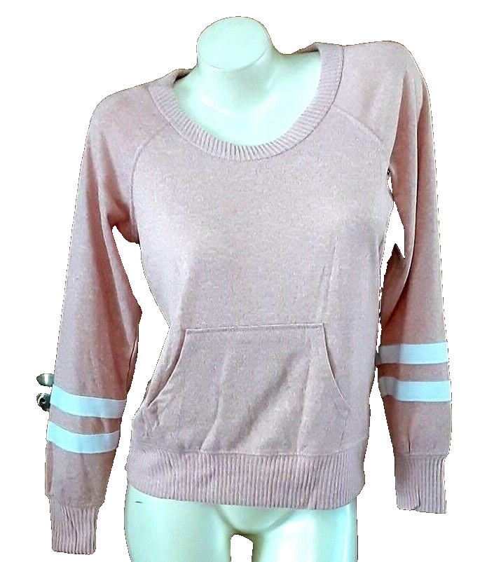 No Boundaries Open Back Long Sleeve Kangaroo Pocket Pink Pullover Sze XS (1) NWT