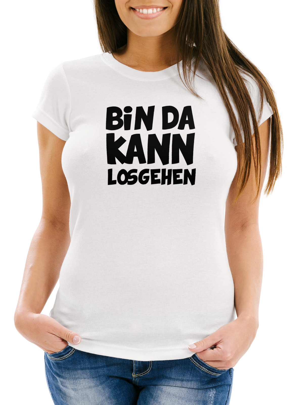 Women’s fun T-Shirt with slogan Bin da kann kann go slim fit Moonworks ®
