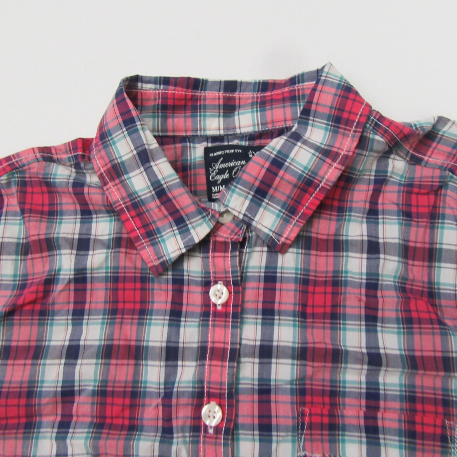 American Eagle Outfitters Womens Size M Button Up Top Classic Prep Fit Plaid