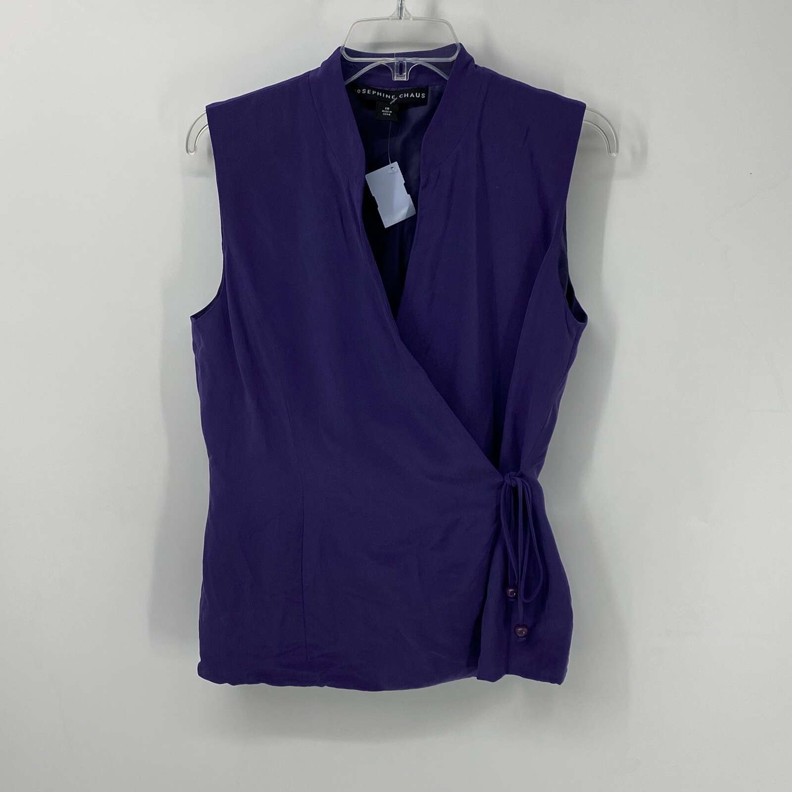 JOSEPHINE CHAUS Preowned Womens Purple Side Tie Silk Tank Top Size 10 EUC