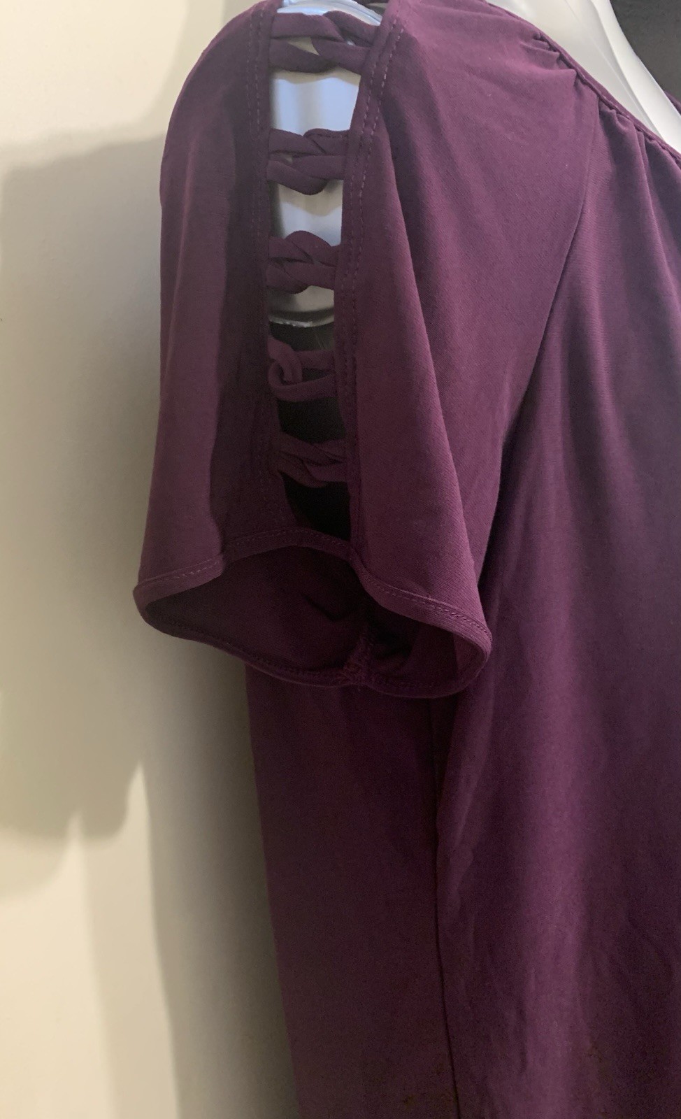 Purple blouse cold shoulder XL stretchy tie front detail mother’s day gift b-day