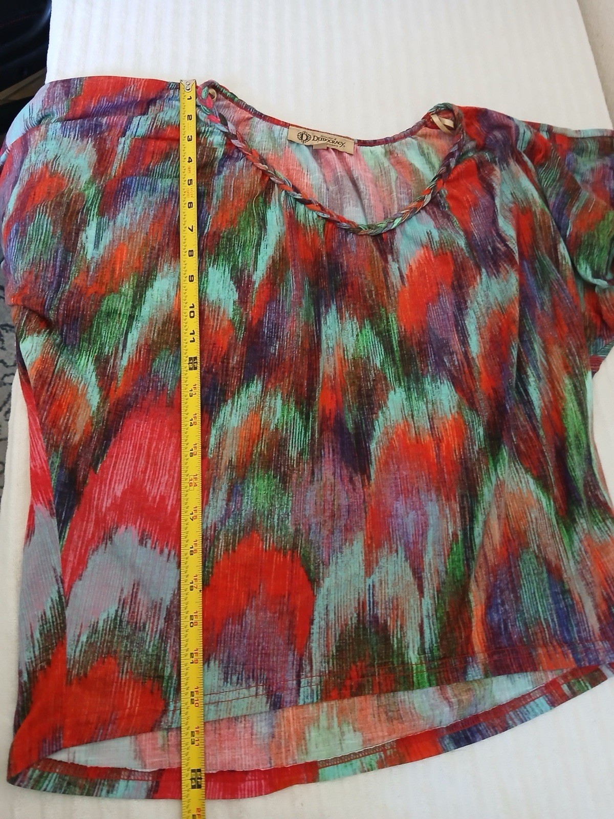 Democracy Blusa Mujer M Multicolor Abstracta Boho Peasant Top