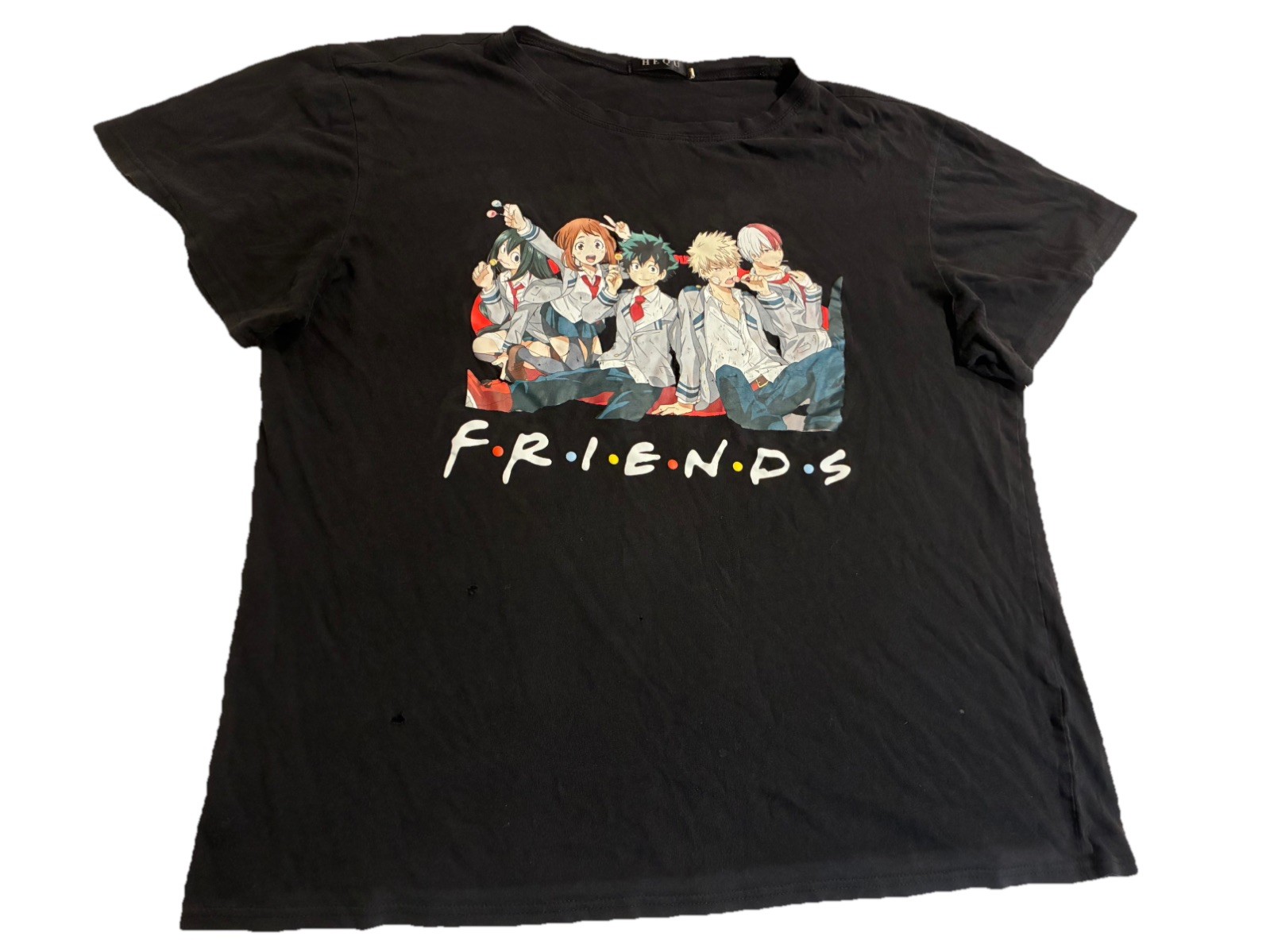 My Hero Academia Friends Inspired Anime Manga Black T-Shirt Medium Thrashed 2XL
