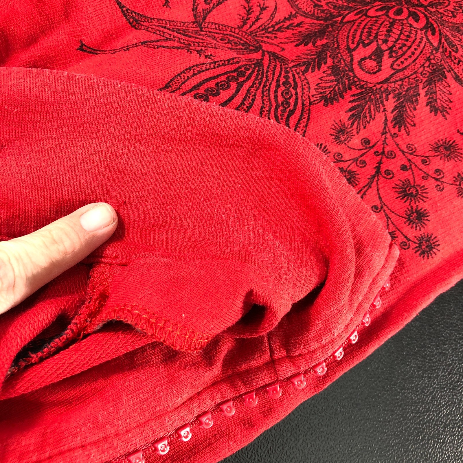 Jess & Jane Top Jacket Women Large Red Black Full Zip Rhinestone Zipper Floral