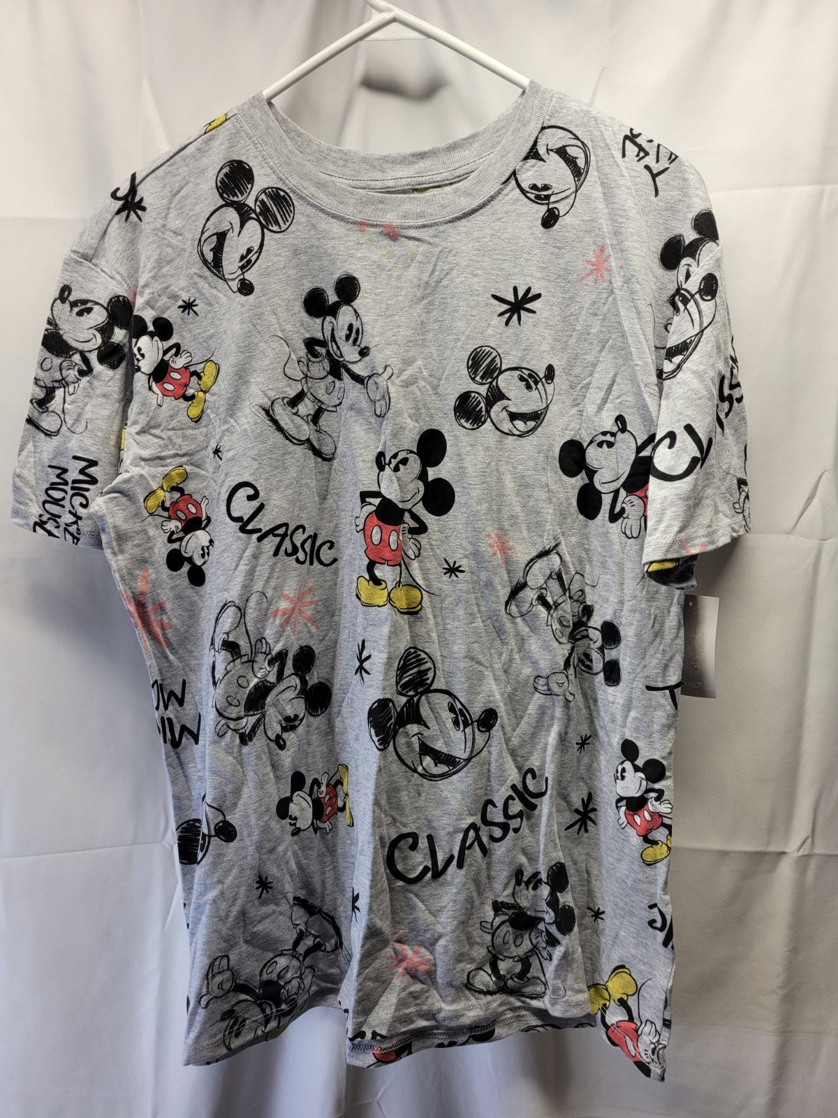 Mickey Mouse Juniors Graphic Print T- Shirt Size XXL 19 Light Grey Heather