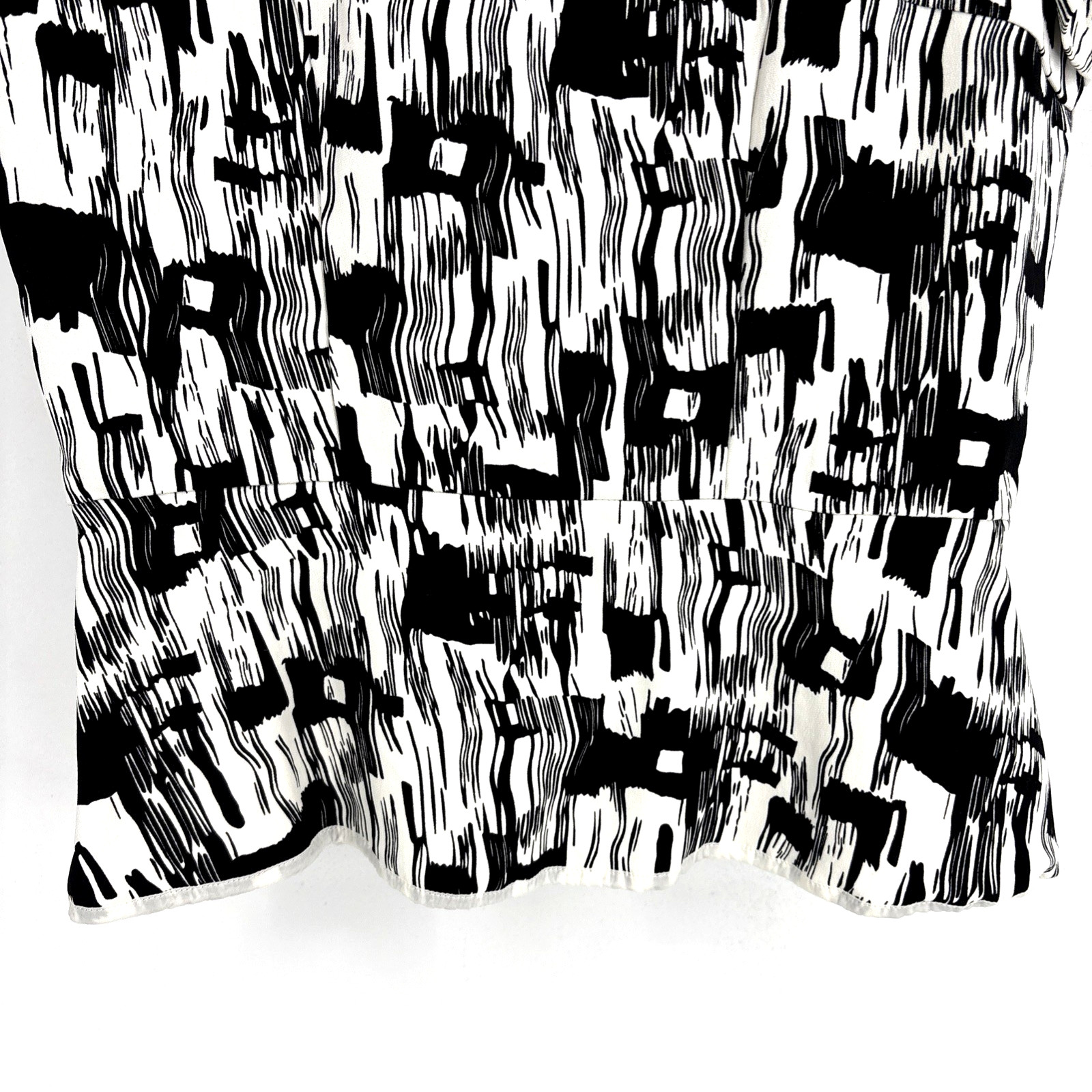 BOSS Hugo Boss Shirt Womens Black White Abstract Short Sleeve Peplum Zip Back 4