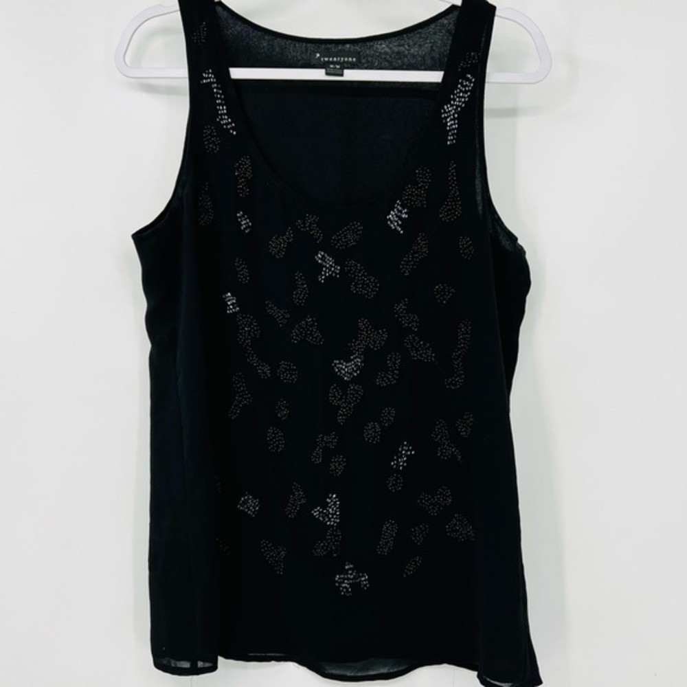 Twentyone Black Beaded Dressy Tank Blouse Size Medium