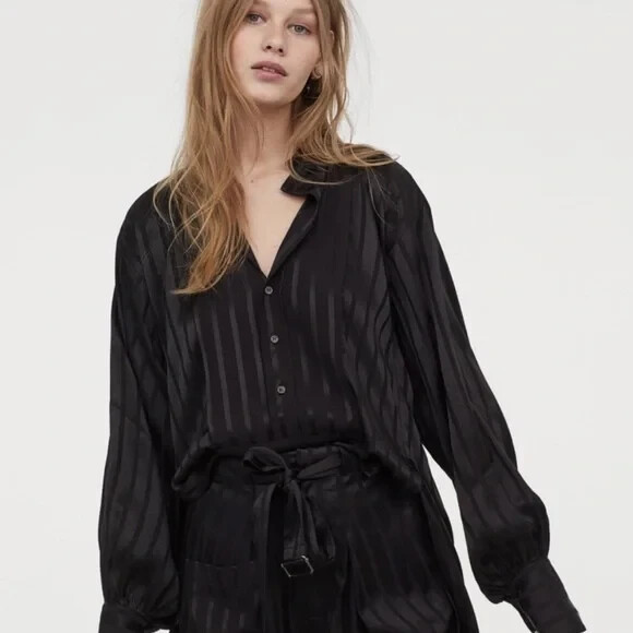 H&M Studio Black Striped Blouse