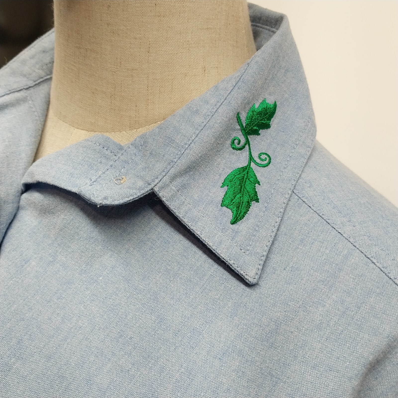 Falls Creek Halloween Shirt Small Chambray Pumpkin Applique Autumn Harvest