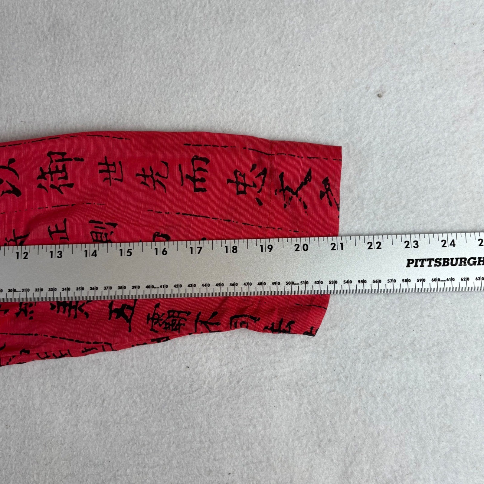 Additions by Chicos Red Silk Linen Calligraphy Script Blouse Size 2 Women’s