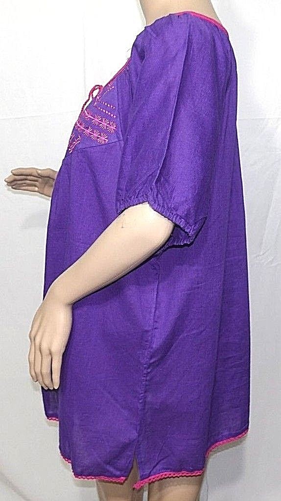 Jennifer Lauren Women Plus Size 1x 2x 3x Purple Gypsy Tunic Top Blouse Shirt