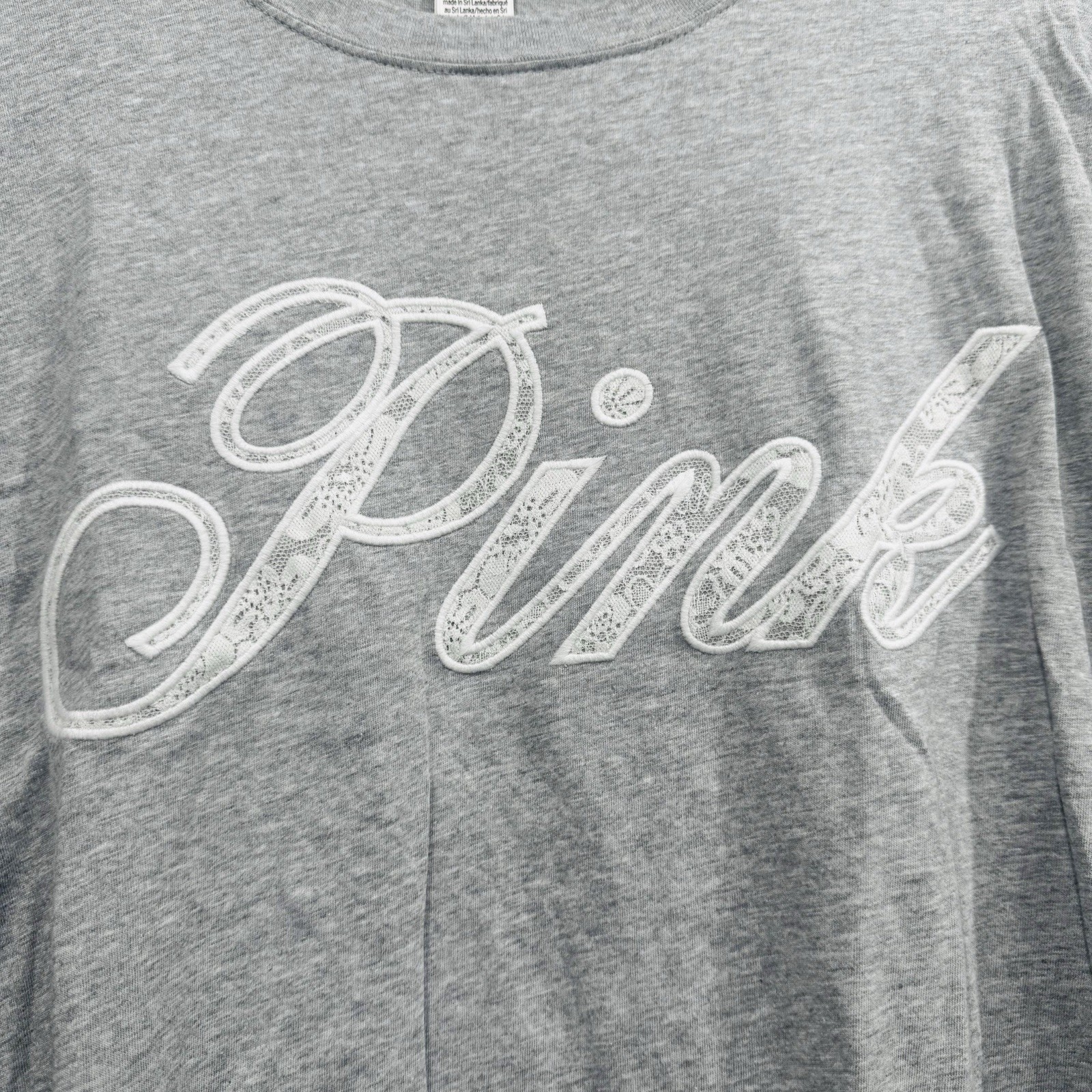 Victoria’s Secret Gray ‘Pink’ Long-Sleeve Crewneck Tee Size Medium
