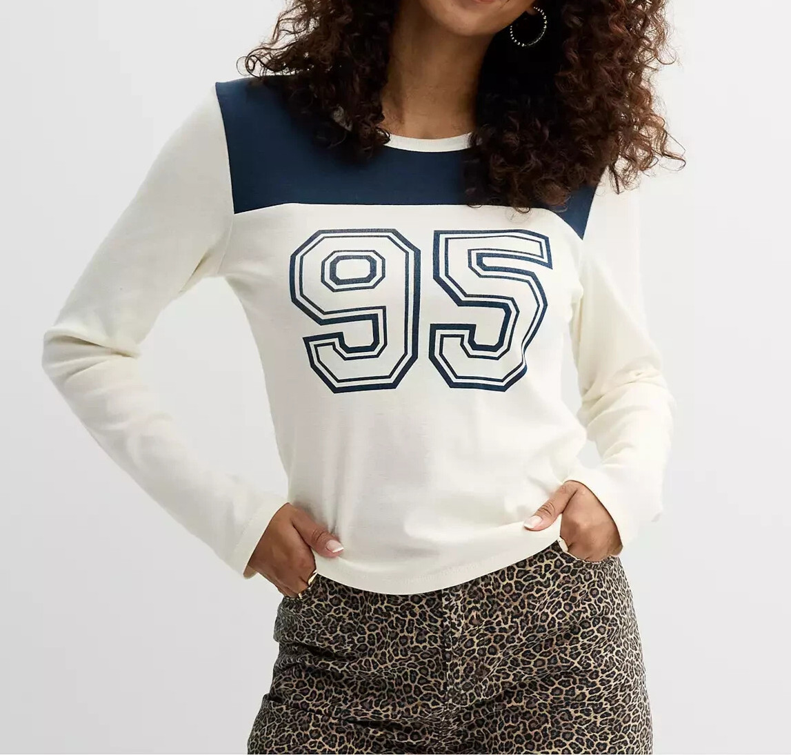 Pink Republic Juniors’ Navy Colorblock Long Sleeve Rib Top – Size XL – NWT