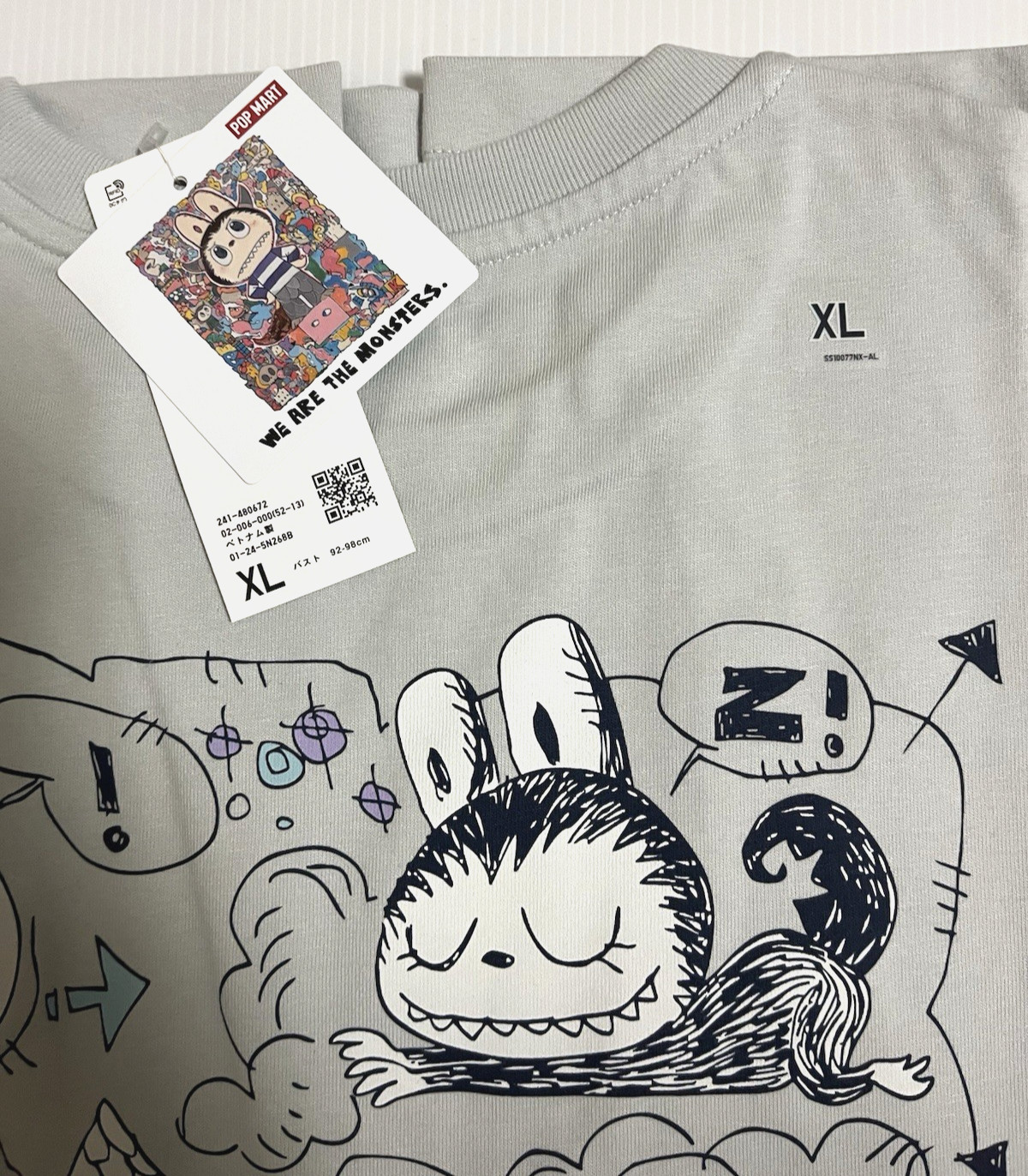 Uniqlo x POP MART UT Graphic T-Shirt THE MONSTERS LABUBU Gray New Japan XL