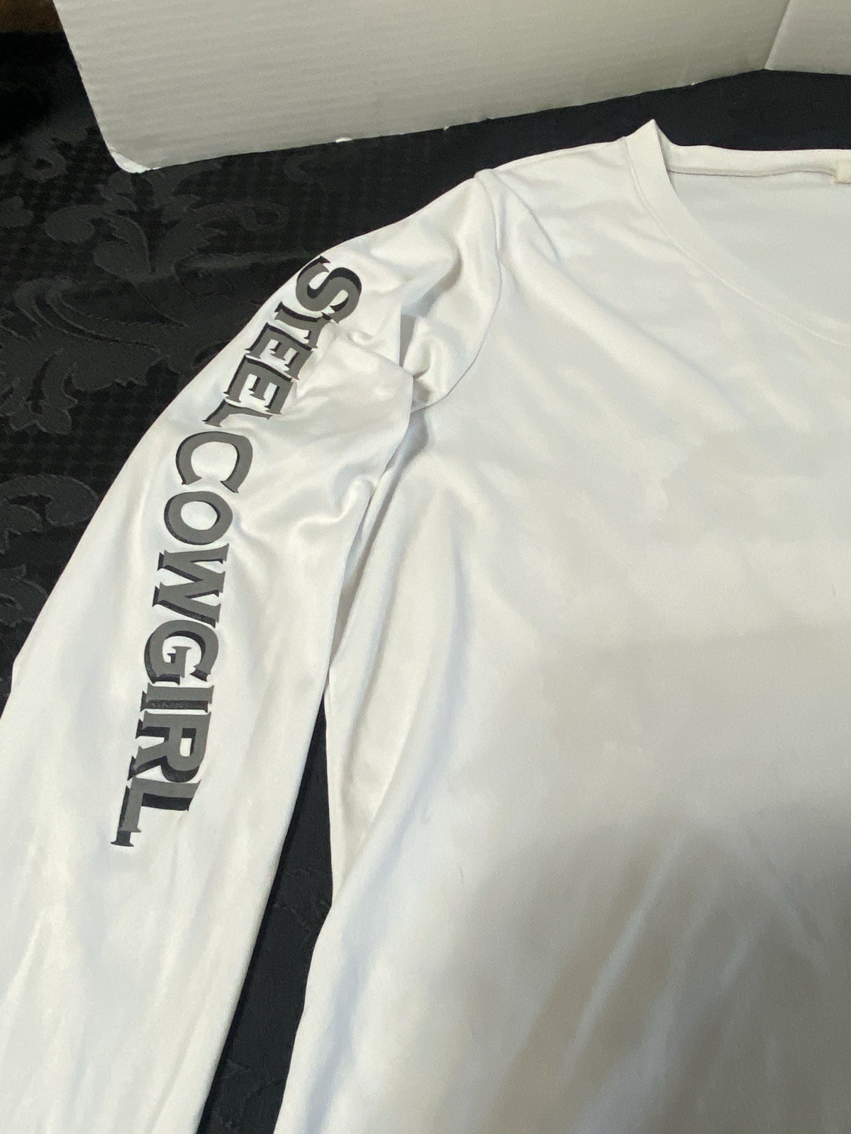 Steel Cowgirl White Performance Shirt Long Sleeve Biker Graphic Women’s 3X RARE