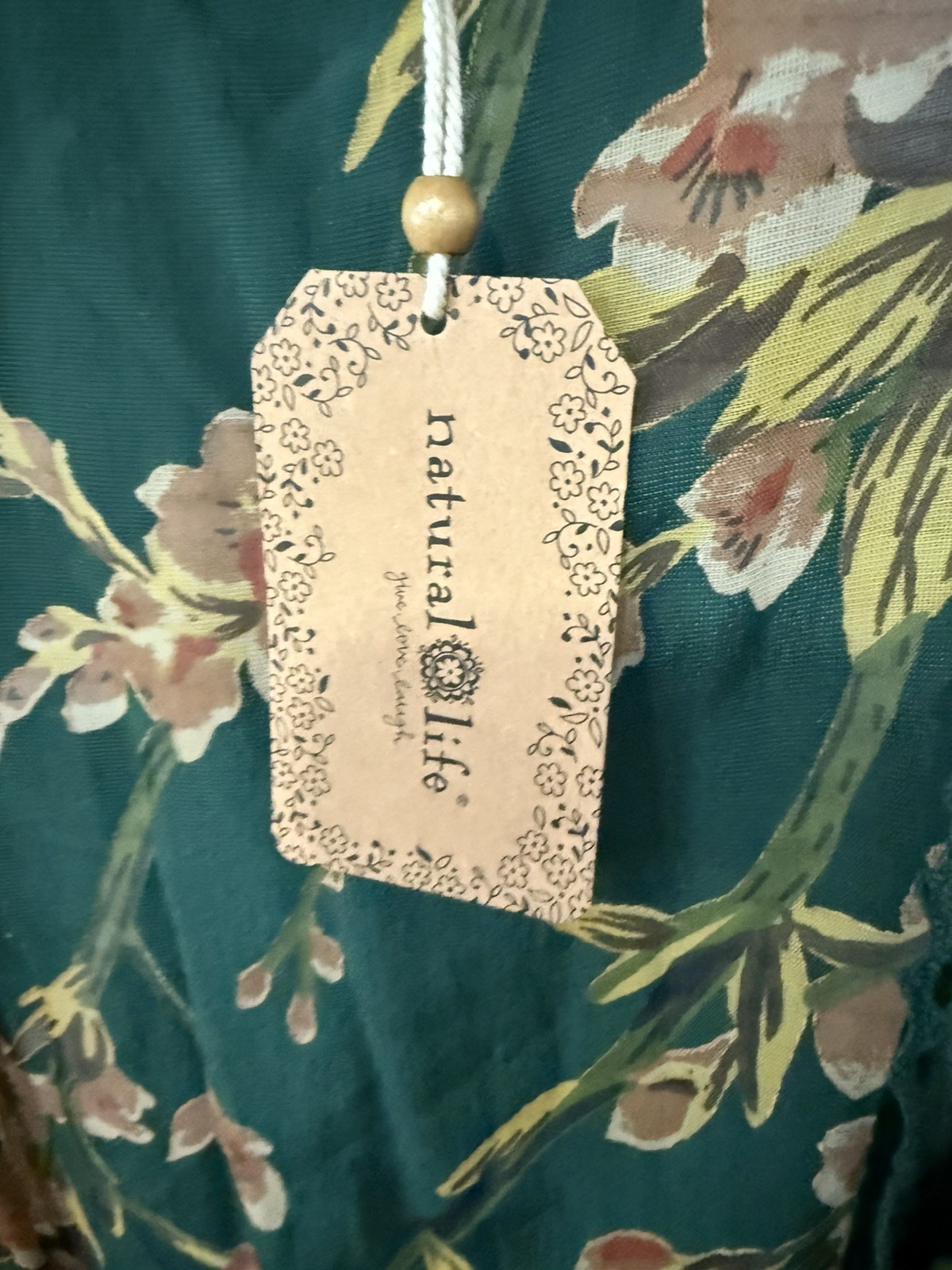Natural Life Floral Velvet Kimono Cardigan OS One Size Green M78